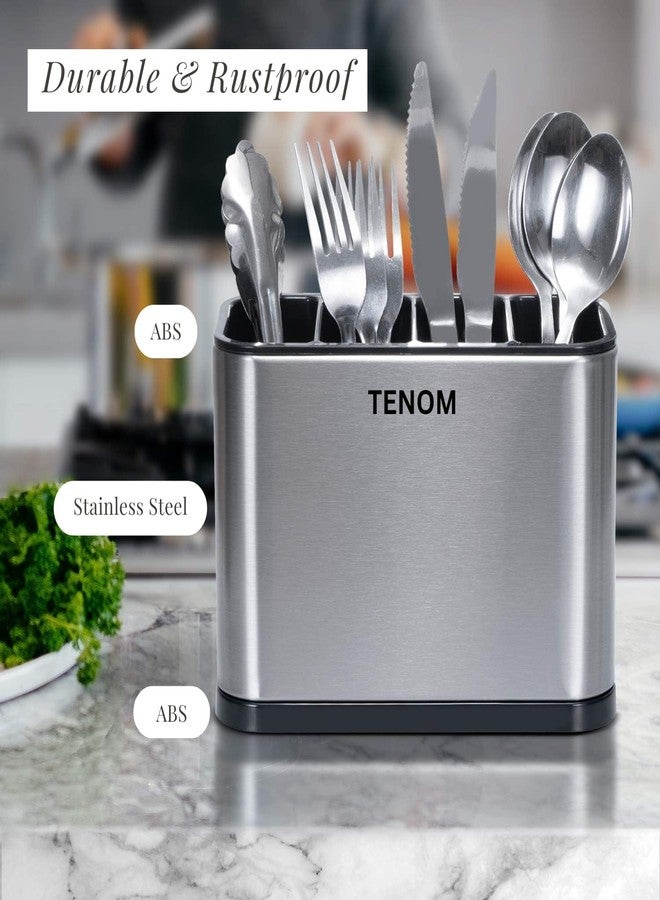 TENOM Stainless Steel Spoon Holder For Dining Table, Spoon Stand For Kitchen Steel, Cutlery Stand, Spoon Organiser For Kitchen, Cutlery Holder For Dining Table, Silver - Image 3
